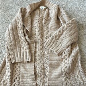 Banana Republic Tan Cable Knit Cardigan Sweater